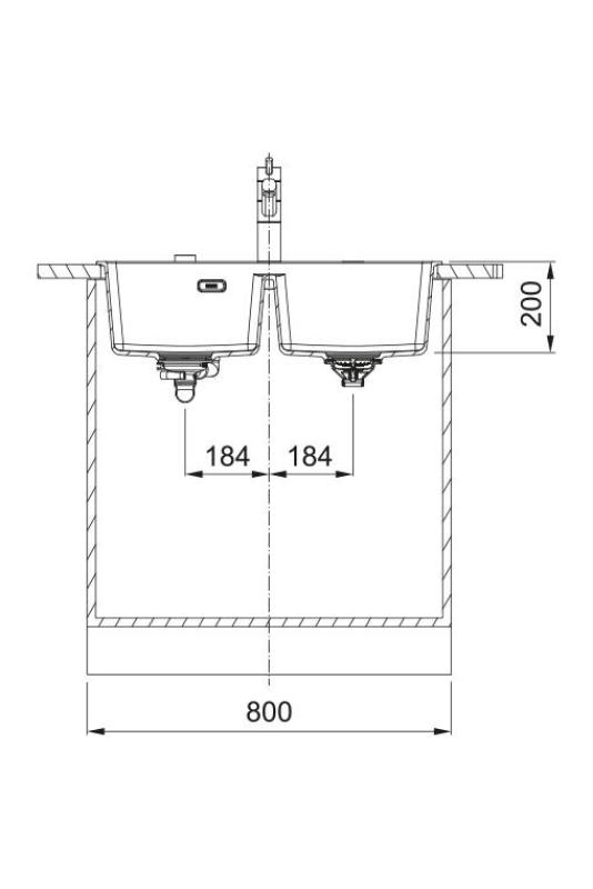 Franke Maris MRG 620 TL Fragranite Matt Fekete Kettős Mosogató 76 x 50 cm Felépítés Csaphellyel 114.0668.738
