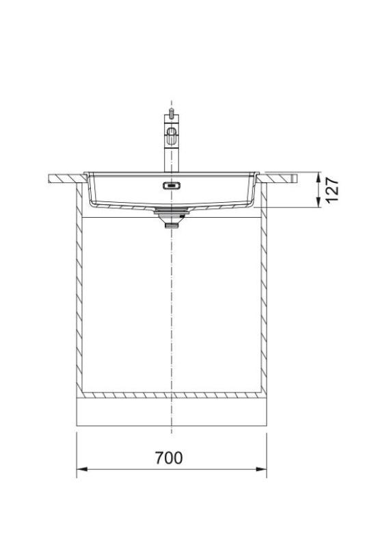 Franke Maris MRG 610-60 Care Fragranite Matt Fekete sekély mozgássérült mosogató 635 x 559 mm Felépítés csaplyukkal 114.0729.484