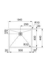 Franke Bolero Plus New R10 B2X 210-50-40 RVS mosogató, lapba építhető, aláépíthető és felépíthető 50x40 cm 127.0728.977