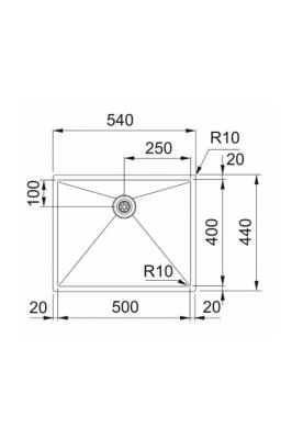 Franke Bolero Plus New R10 B2X 210-50-40 RVS mosogató, lapba építhető, aláépíthető és felépíthető 50x40 cm 127.0728.977