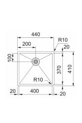 Franke Bolero Plus New R10 B2X 210-40-37 RVS Mosogatólap Síkbeépítés, alulról szerelés és felül építés 40x37 cm 127.0730.522
