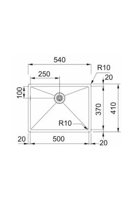 Franke Bolero Plus New R10 B2X 210-50-37 RVS Mosogató laposbeépítés, alulról építés és felülről építés 50x37 cm 127.0730.521