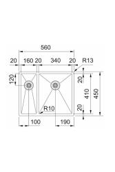 Franke Bolero Plus New R10 B2X 260-34-16 BR 1,5 Féltejes rozsdamentes acél mosogató Lapra szerelhető, alulról szerelhető és felülről szerelhető 56x45 cm 127.0733.338