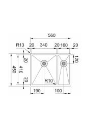 Franke Bolero Plus New R10 B2X 260-34-16 BL 1,5 Másfél rozsdamentes acél mosogató Vlakinbouw, alulról és felülről 56x45 cm 127.0733.339