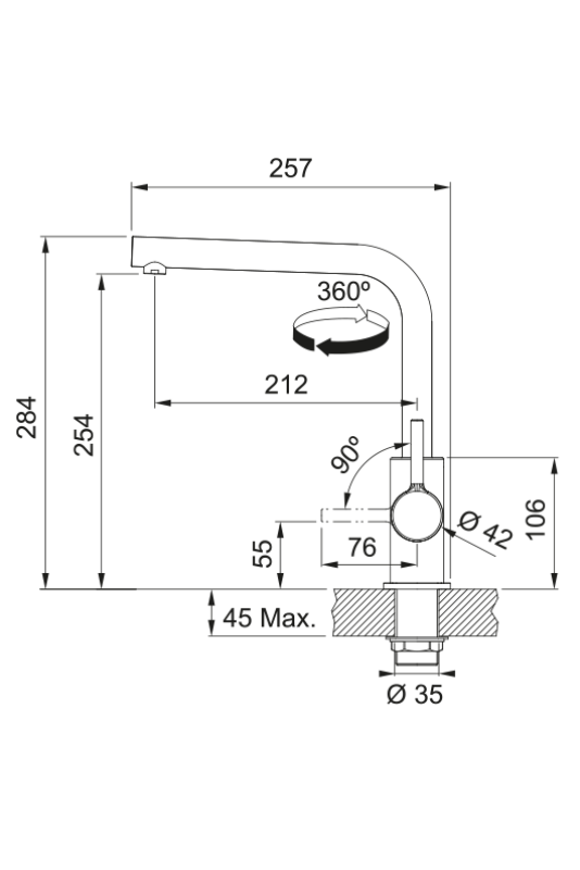 Franke Lina L Konyhai csaptelep Forgatható Kifolyó Onyx 115.0728.478