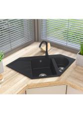 Graniteland Amiata Gránit Fekete Saroksüllyesztő felszerelés 965x496mm rozsdamentes acél dugóval 1208971120