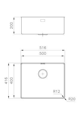 Foster Phantom Slimline rozsdamentes acél mosogató 50x40cm alulról felszerelhető kerámia munkalapokhoz 1208971122