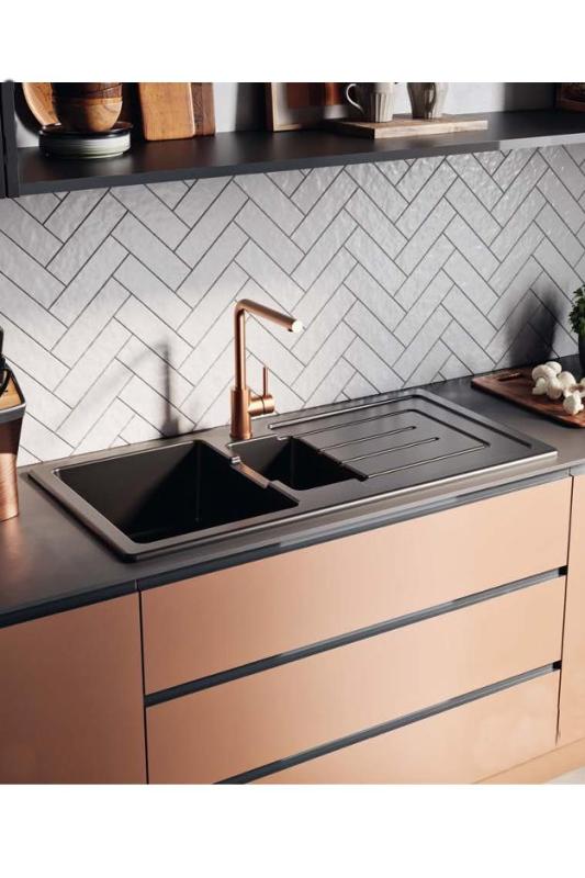 Ausmann Ceramic Sylva 1,5 Kerámia Fekete matt Mosogató csapteleppel Csepegtető rész 1000 x 500 mm 1208971127