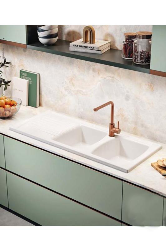 Ausmann Ceramic Crest Dupla Kerámia Fehér Mosogató Csepegtetővel 1205 x 500 mm 1208971132