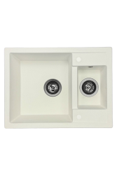GraniteMy Smart extra sekély 1,5 gránit felépítményű fehér mosogató 58x44cm gun metál dugóval1208971225