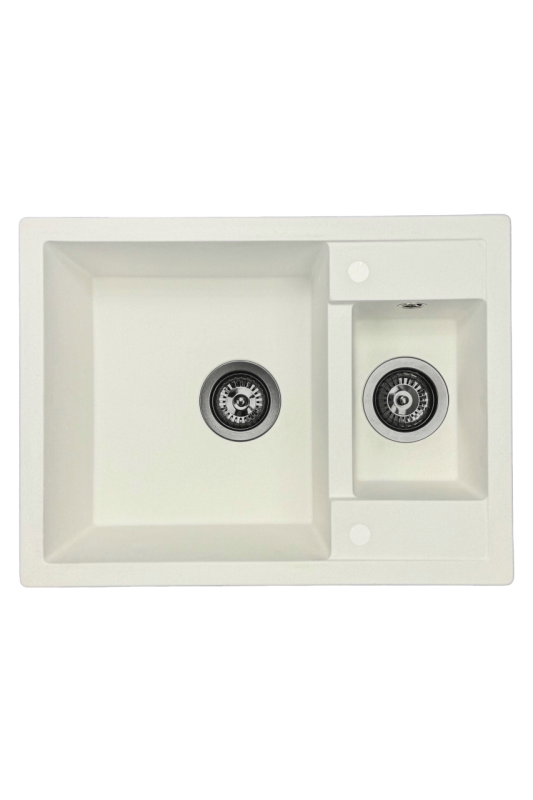 GraniteMy Smart extra sekély 1,5 gránit felépítményű fehér mosogató 58x44cm gun metál dugóval1208971225