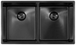 Pure.Sink Prestige Dupla Gun Metal mosogató 70x40 cm 10mm sugár alulról, laposan és felülről építve PPG343440-61