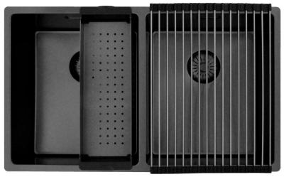 Pure.Sink Prestige Dupla Gun Metal mosogató 70x40 cm 10mm sugár alulról, laposan és felülről építve PPG343440-61