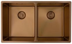 Pure.Sink Prestige Kettős Réz mosogató 70x40cm 10mm sugárzó alulról, lapos építés és felépítés PPG343440-62