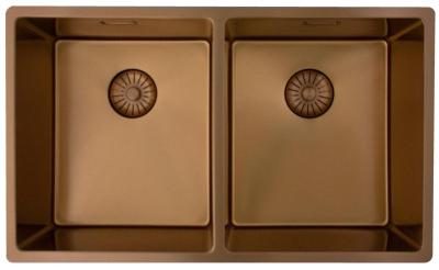 Pure.Sink Prestige Kettős Réz mosogató 70x40cm 10mm sugárzó alulról, lapos építés és felépítés PPG343440-62