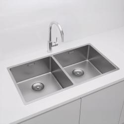 Pure.Sink Prestige Dupla rozsdamentes acél mosogató 82x40 cm 10mm sugárban, alulról, síkba és felülről építhető PPG404040-02
