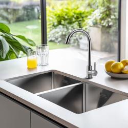 Pure.Sink Prestige Dupla rozsdamentes acél mosogató 82x40 cm 10mm sugárban, alulról, síkba és felülről építhető PPG404040-02