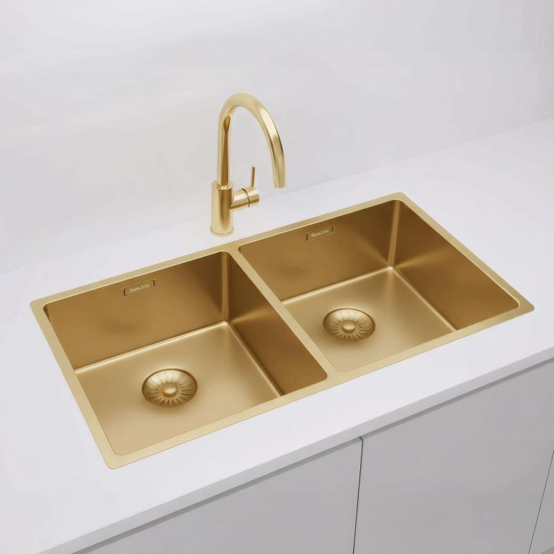 Pure.Sink Prestige Dupla Arany mosogató 82x40 cm 10mm sugár alulról, laposan és felülről építve PPG404040-60
