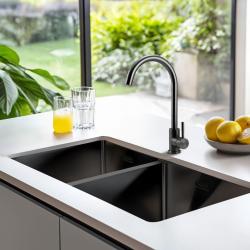 Pure.Sink Prestige Dupla Gun metal mosogató 82x40 cm 10mm rádiusz alulról, laposan és felülről PPG404040-61