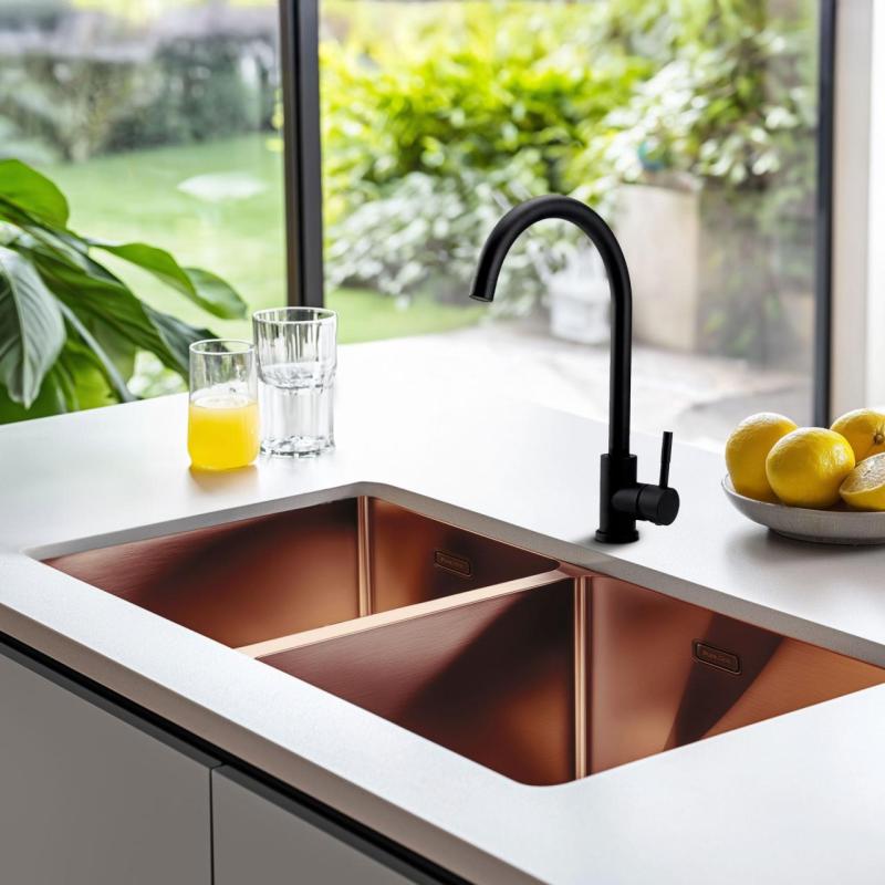 Pure.Sink Prestige Dupla Réz mosogató 82x40 cm 10mm sugár alulról, lapos építésű és felépítő PPG404040-62