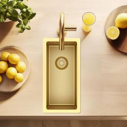 Pure.Sink Exclusivo kis arany mosogató 18x40 cm 10mm sugár alulról, lapba épített és felépített PEX1840-60