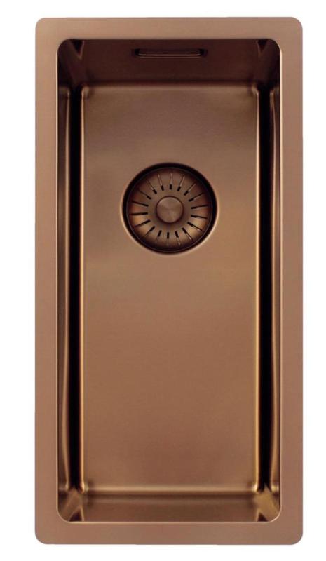 Pure.Sink Exclusivo kis réz mosogató 18x40 cm 10mm sugárzó alulról, lapos beépítés és felületi beépítés PEX1840-62