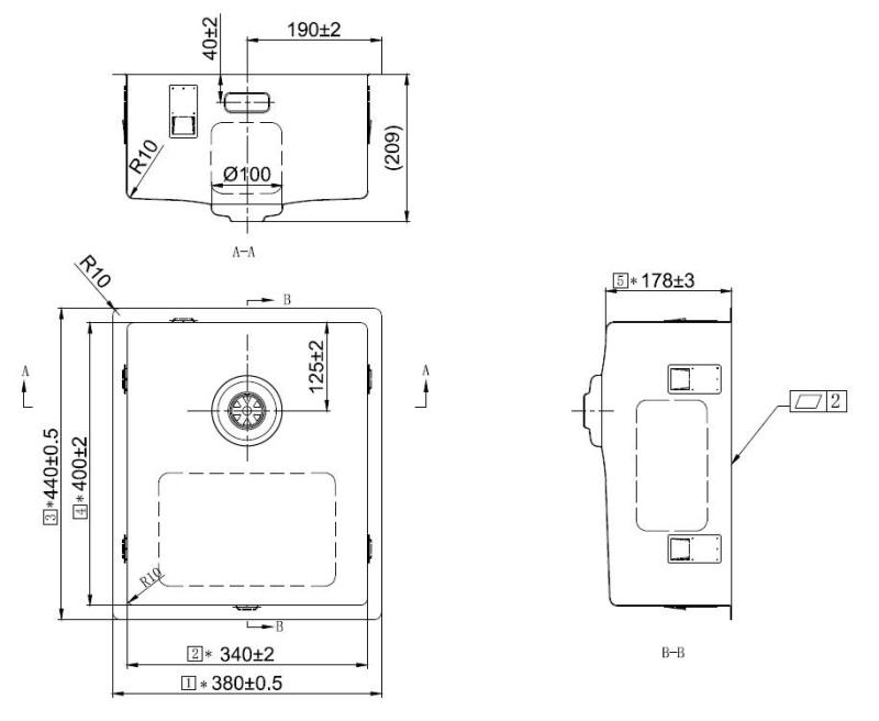 Pure.Sink Exclusivo Gun metal mosogató 34x40 cm 10mm sugár alulról, laposan és felülről építve PEX3440-61