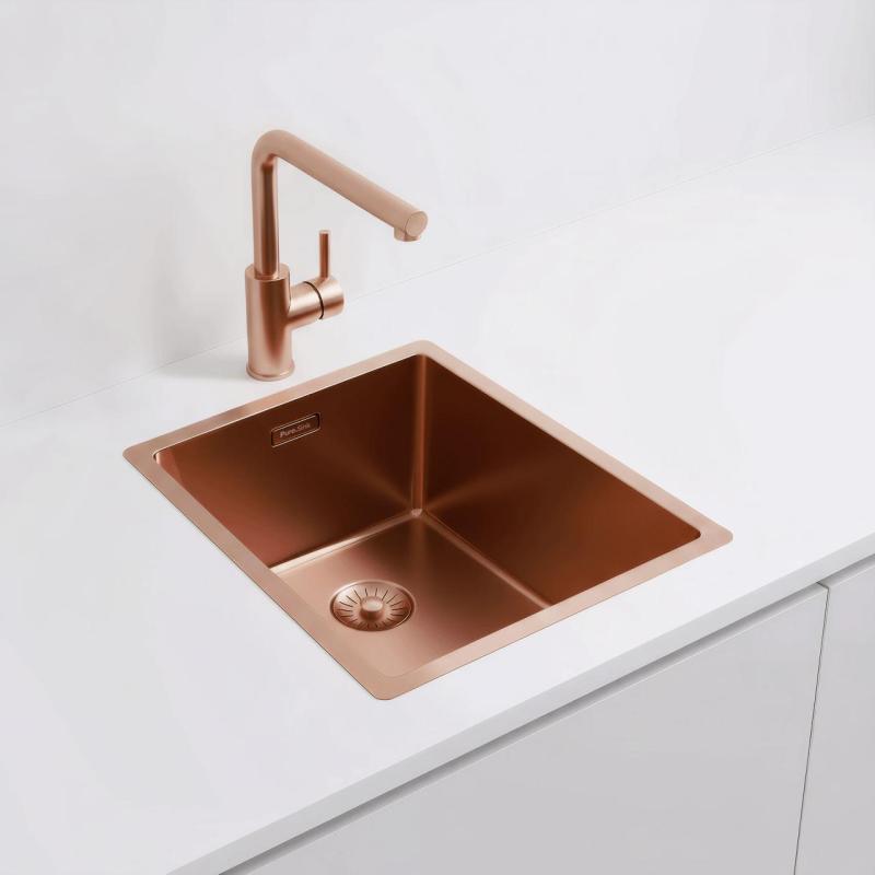 Pure.Sink Exclusivo Réz mosogató 34x40 cm 10mm sugárzó alulról, lapos építésű és felépítő PEX3440-62