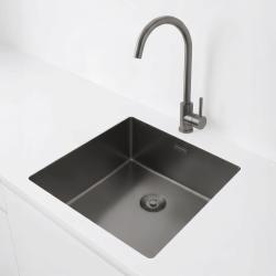 Pure.Sink Exclusivo Gun metal mosogató 40x40 cm 10mm sugár alulról, lapos építésű és felépített PEX4040-61