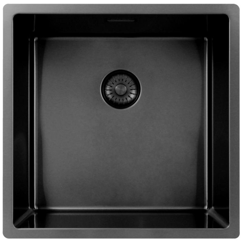 Pure.Sink Exclusivo Gun metal mosogató 40x40 cm 10mm sugár alulról, lapos építésű és felépített PEX4040-61