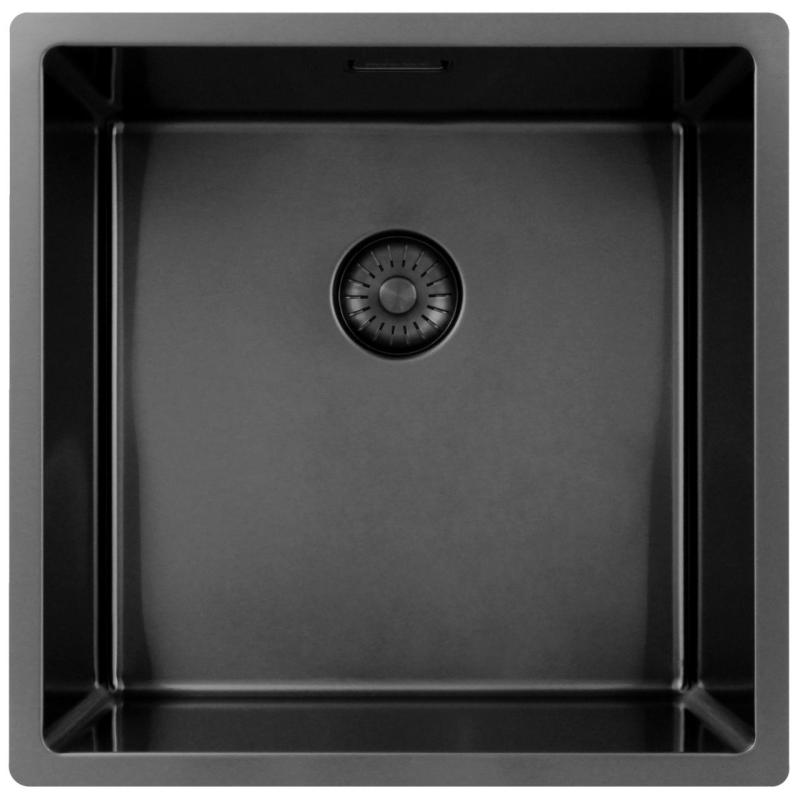 Pure.Sink Exclusivo Gun metal mosogató 40x40 cm 10mm sugár alulról, lapos építésű és felépített PEX4040-61