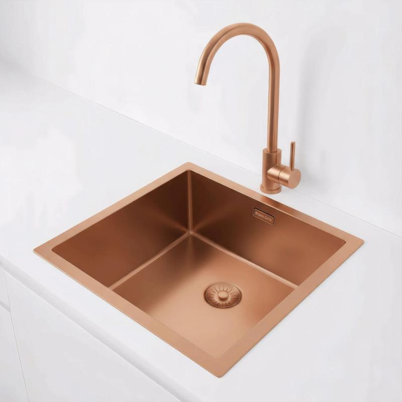 Pure.Sink Exclusivo Réz mosogató 40x40 cm 10mm sugárzó alulról, lapos beépítés és felületi beépítés PEX4040-62