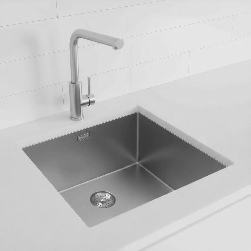 Pure.Sink Exclusivo RVS mosogató 45x40 cm 10mm sugárzó alulról, lapos építésű és felépített PEX4540-02