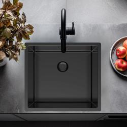 Pure.Sink Exclusivo Gun metal mosogató 45x40 cm 10mm sugárzású alulról, laposan és felülről építve PEX4540-61