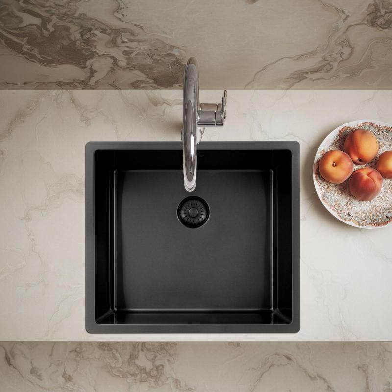Pure.Sink Exclusivo Gun metal mosogató 45x40 cm 10mm sugárzású alulról, laposan és felülről építve PEX4540-61