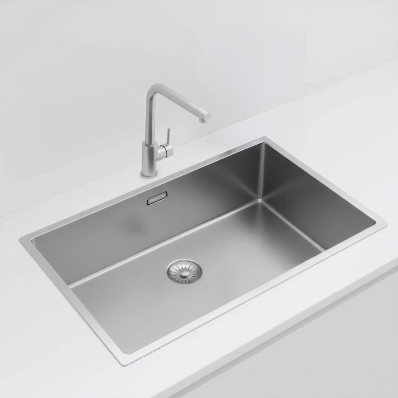 Pure.Sink Exclusivo nagy rozsdamentes acél mosogató 70x40 cm 10mm sugárzású alulról, síkbeépítéssel és felületre szereléssel PEX7040-02