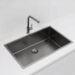 Pure.Sink Exclusivo nagy Gun metal mosogató 70x40 cm 10mm sugár alulról, lapostelepítés és felületre szerelés PEX7040-61