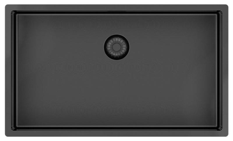 Pure.Sink Exclusivo nagy Gun metal mosogató 70x40 cm 10mm sugár alulról, lapostelepítés és felületre szerelés PEX7040-61