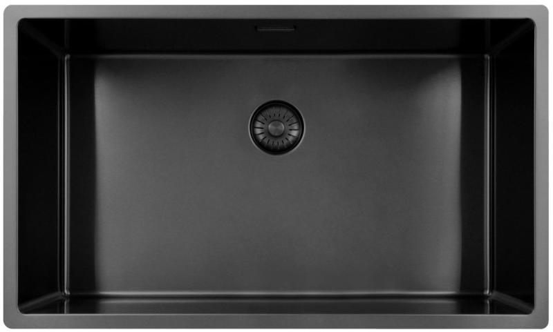 Pure.Sink Exclusivo nagy Gun metal mosogató 70x40 cm 10mm sugár alulról, lapostelepítés és felületre szerelés PEX7040-61