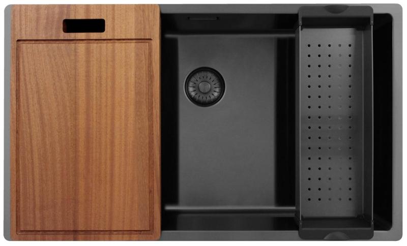 Pure.Sink Exclusivo nagy Gun metal mosogató 70x40 cm 10mm sugár alulról, lapostelepítés és felületre szerelés PEX7040-61