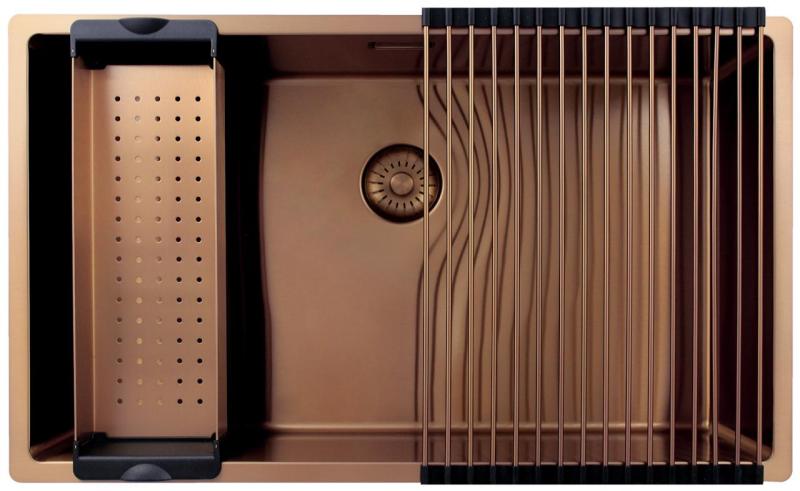 Pure.Sink Exclusivo nagy Réz mosogató 70x40 cm 10mm sugárzás alulról, lapos beépítés és felépítés PEX7040-62