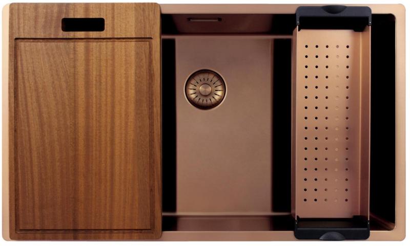 Pure.Sink Exclusivo nagy Réz mosogató 70x40 cm 10mm sugárzás alulról, lapos beépítés és felépítés PEX7040-62