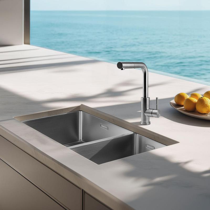 Pure.Sink Exclusivo RVS 1,5 másfél mosogató 34+18 cm 10mm sugár PEX341840-02