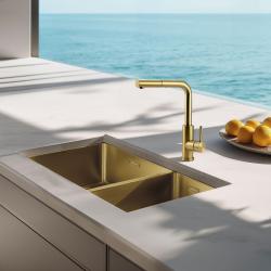 Pure.Sink Exclusivo Arany 1,5 másfél mosogató 34+18 cm 10mm sugár PEX341840-60