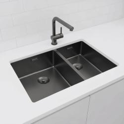Pure.Sink Exclusivo Gun Metal 1,5 másfél mosogató 34+18 cm 10mm sugár PEX341840-61
