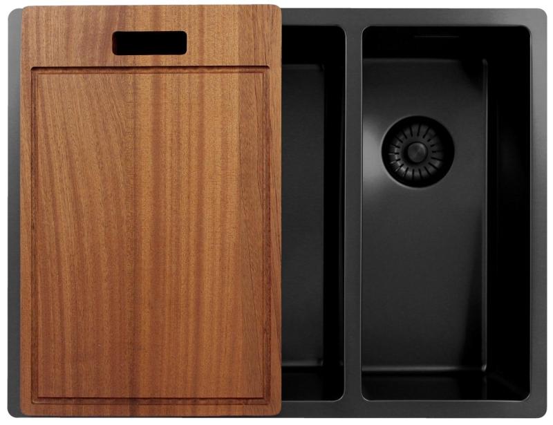 Pure.Sink Exclusivo Gun Metal 1,5 másfél mosogató 34+18 cm 10mm sugár PEX341840-61