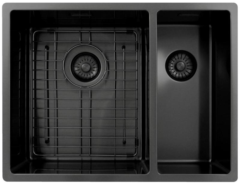 Pure.Sink Exclusivo Gun Metal 1,5 másfél mosogató 34+18 cm 10mm sugár PEX341840-61