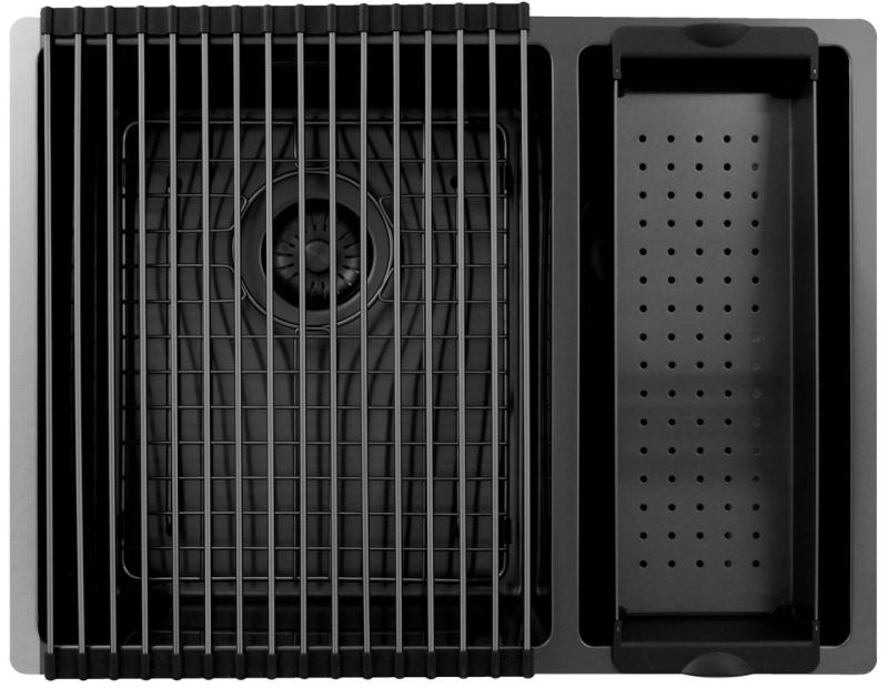 Pure.Sink Exclusivo Gun Metal 1,5 másfél mosogató 34+18 cm 10mm sugár PEX341840-61