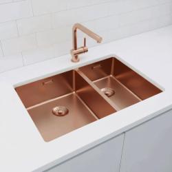 Pure.Sink Exclusivo Réz 1,5 másfél mosogató 34+18 cm 10mm sugár PEX341840-62