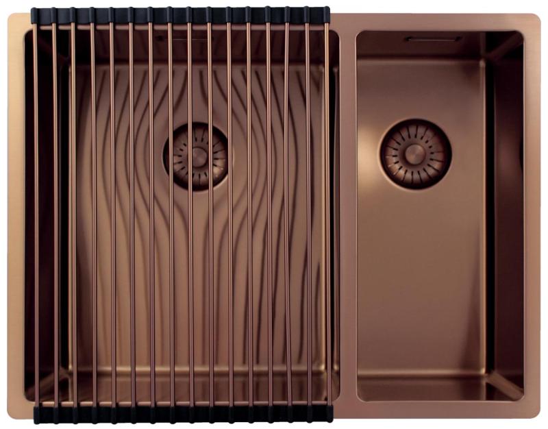 Pure.Sink Exclusivo Réz 1,5 másfél mosogató 34+18 cm 10mm sugár PEX341840-62